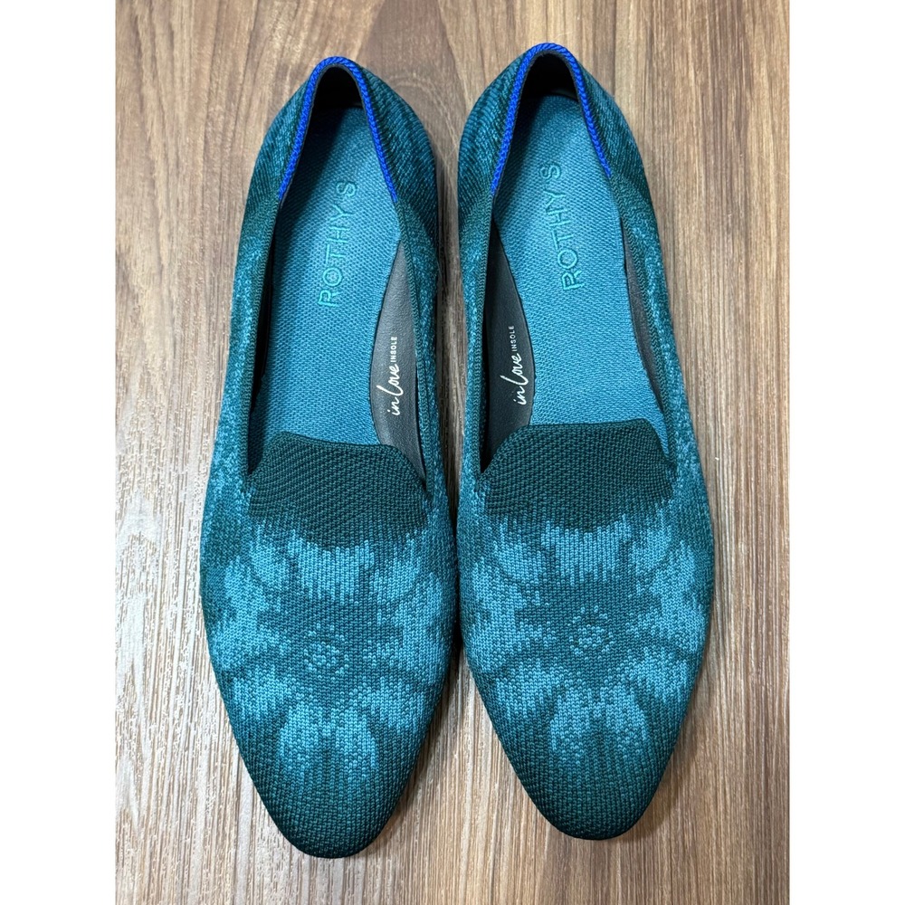 Rothy's The Almond Loafer Dark Jade Pattern Pointed Toe Flats Women's Sz 9.5 - Picture 4 of 9